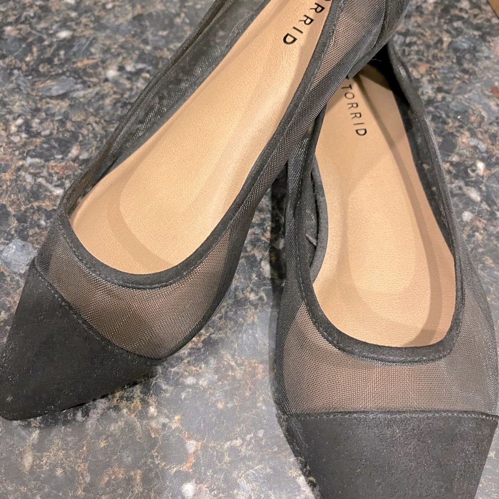 Size 10.5, Torrid flats — Black and black mesh.